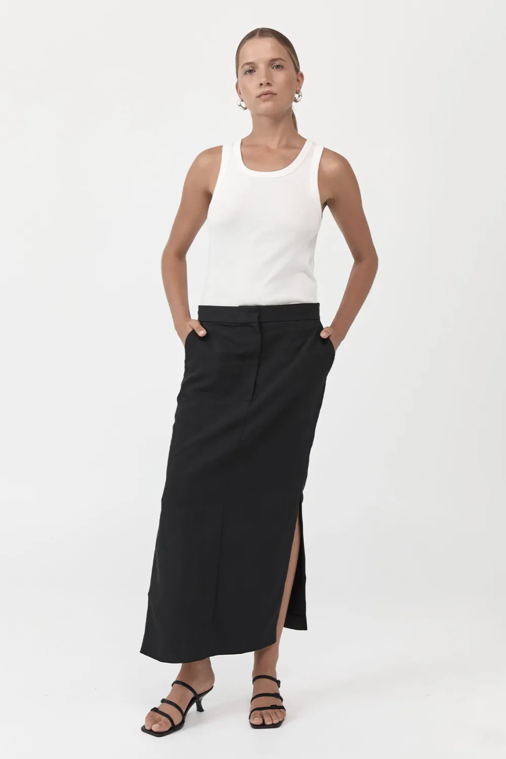 Low waisted Tailored Skirt - Black|St. Agni Clearance