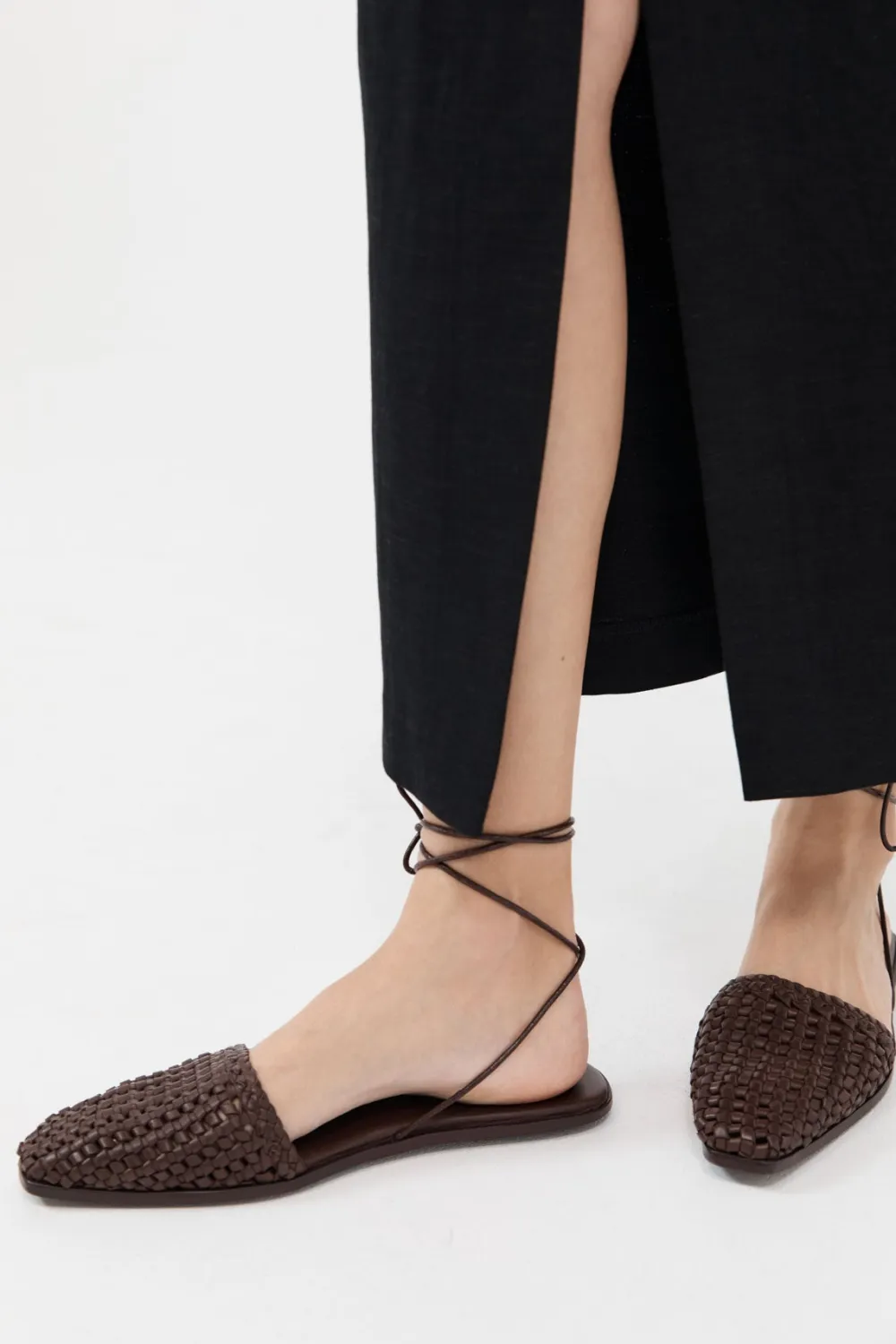 Macrame Mesh Tie Up Flats -|St. Agni Fashion