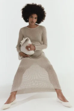 Mesh Long Sleeve Dress -|St. Agni Clearance