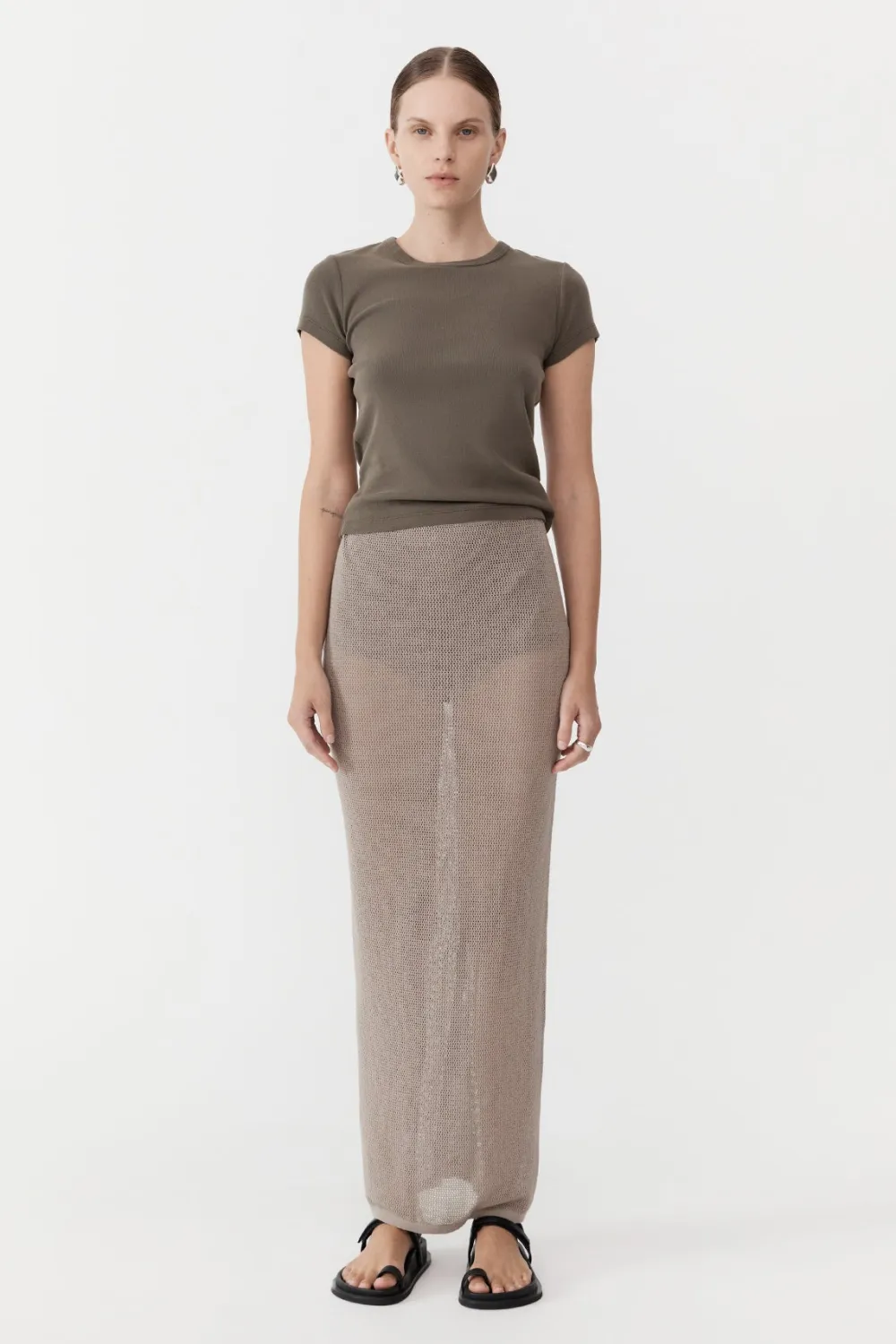 Mesh Maxi Skirt - Fog|St. Agni Online