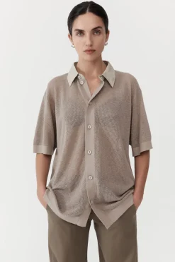 Mesh Short Sleeve Shirt - Fog|St. Agni Outlet