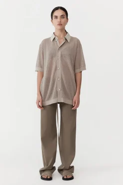 Mesh Short Sleeve Shirt - Fog|St. Agni Outlet