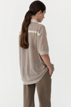 Mesh Short Sleeve Shirt - Fog|St. Agni Outlet