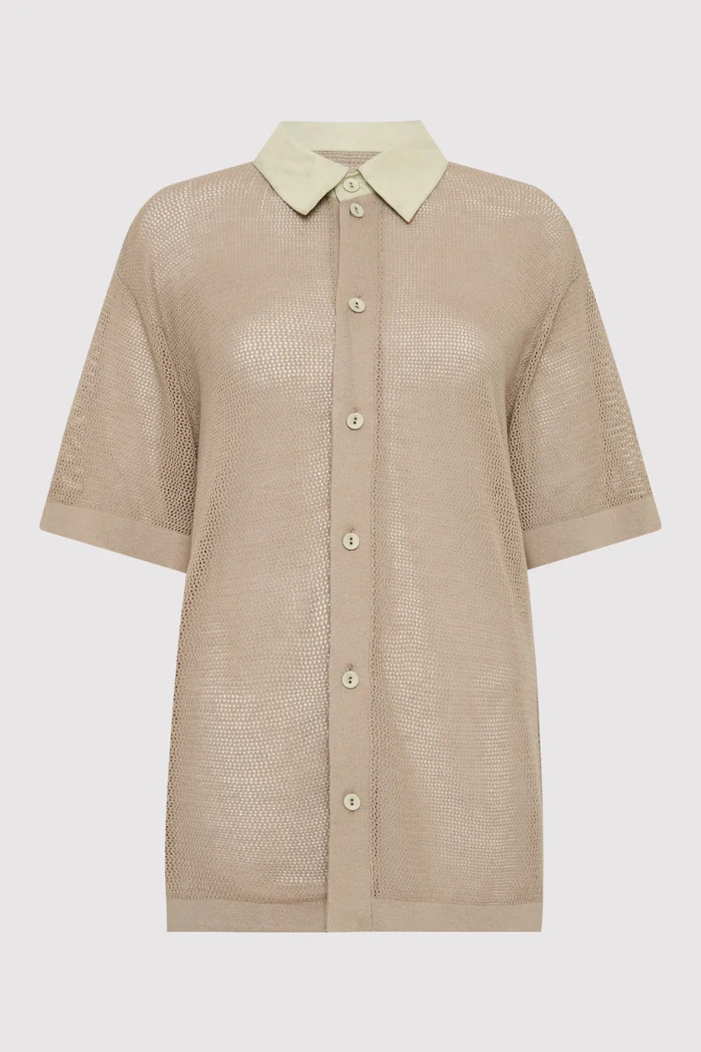 Mesh Short Sleeve Shirt - Fog|St. Agni Outlet