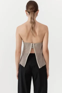 Mesh Strapless Top - Fog|St. Agni Best