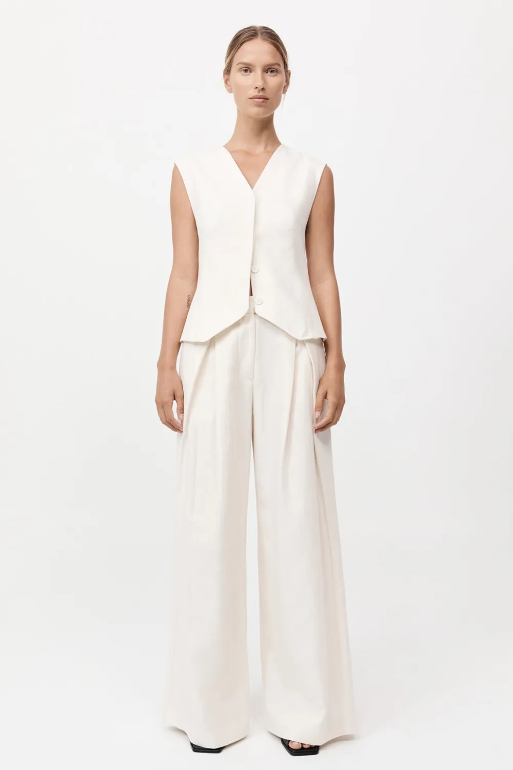 Minimal Fold Trousers - Ivory|St. Agni Cheap