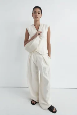 Minimal Tailored Vest - Ivory|St. Agni Cheap