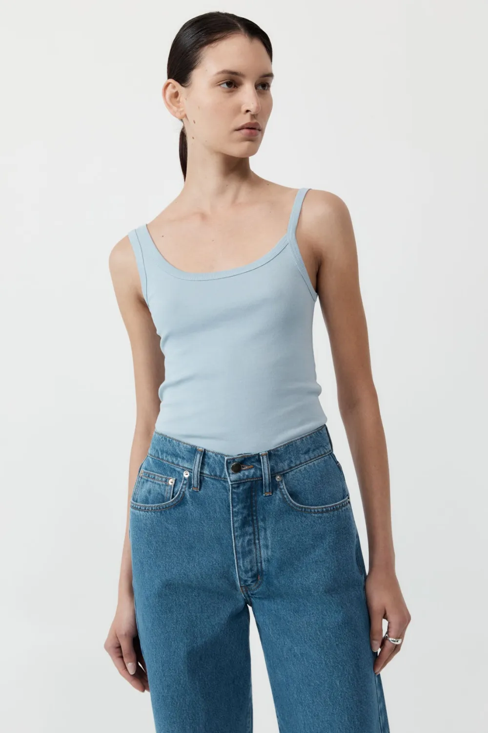 Organic Cotton Asymm Tank -|St. Agni Store