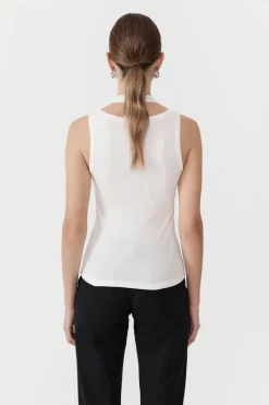 Organic Cotton Layered Tank - White|St. Agni New