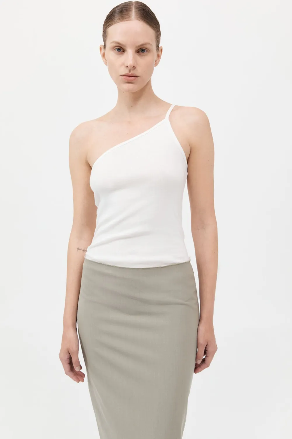 Organic Cotton One Shoulder Tank -|St. Agni Online
