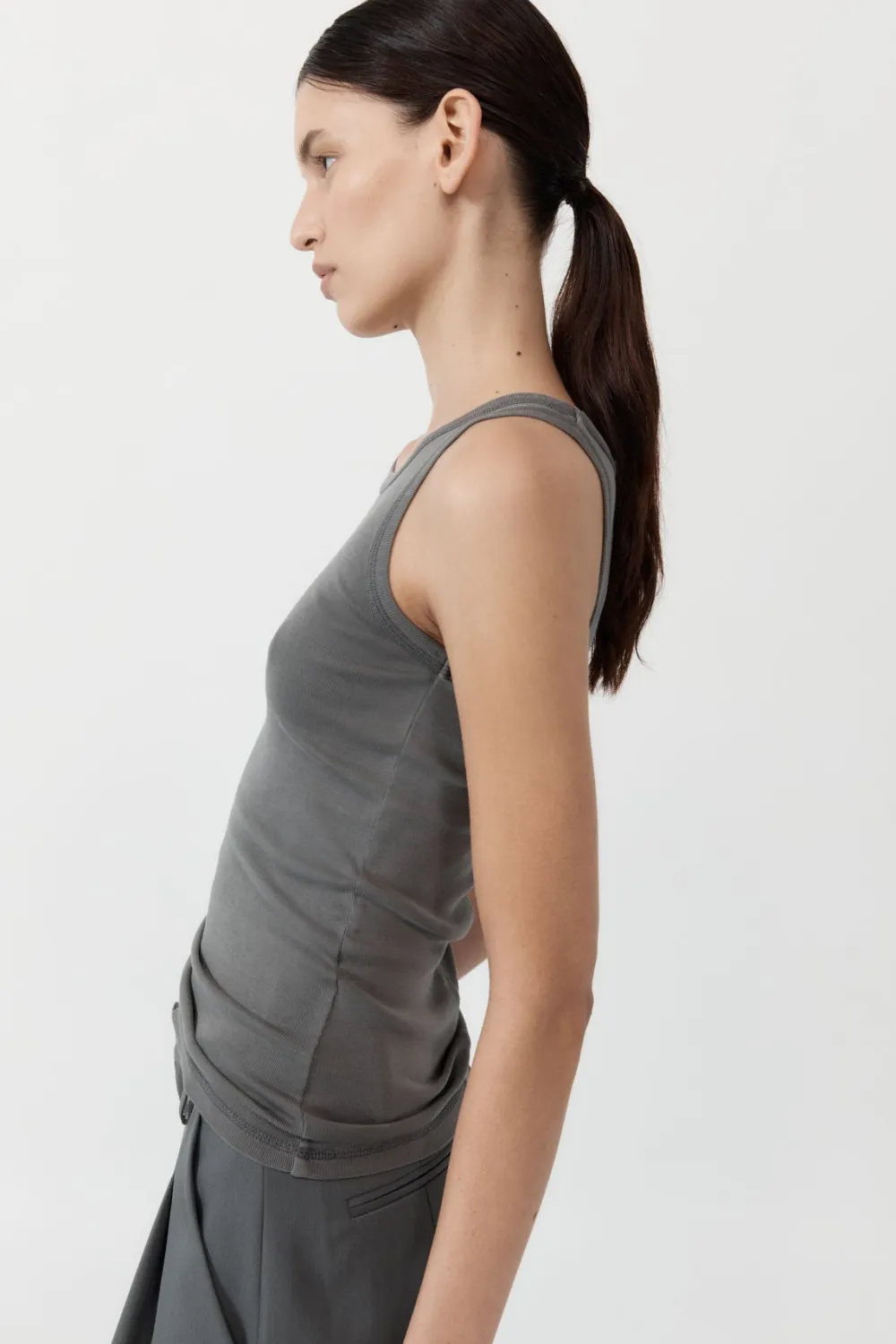 Organic Cotton Singlet - Pewter Grey|St. Agni Best