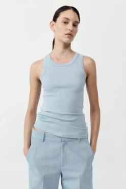 Organic Cotton Singlet - Stone Blue|St. Agni New