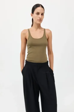 Organic Cotton Slim Scoop Tank -|St. Agni Outlet