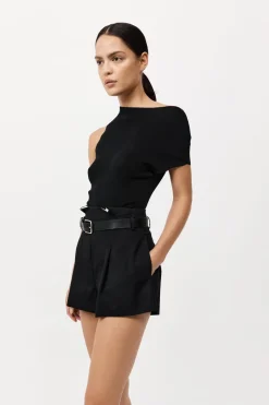 Paperbag Waist Shorts - Black|St. Agni Cheap