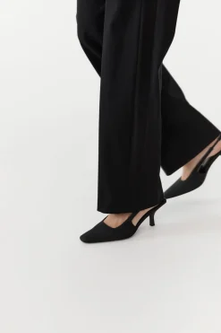 Paris Sling Back Kitten Heel - Black|St. Agni Hot