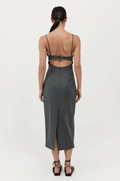 Pinstripe Bra Dress - Stone Blue Stripe|St. Agni Cheap