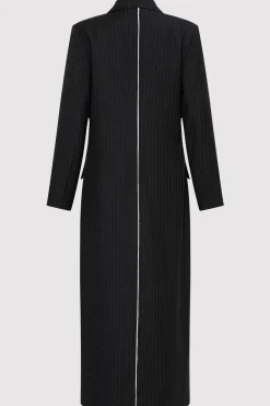 Pinstripe Maxi Coat - Black|St. Agni Sale