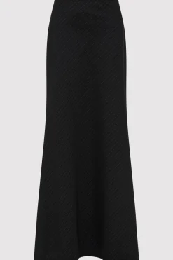 Pinstripe Maxi Skirt - Black|St. Agni Best