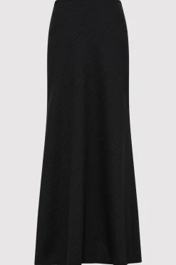 Pinstripe Maxi Skirt - Black|St. Agni Best