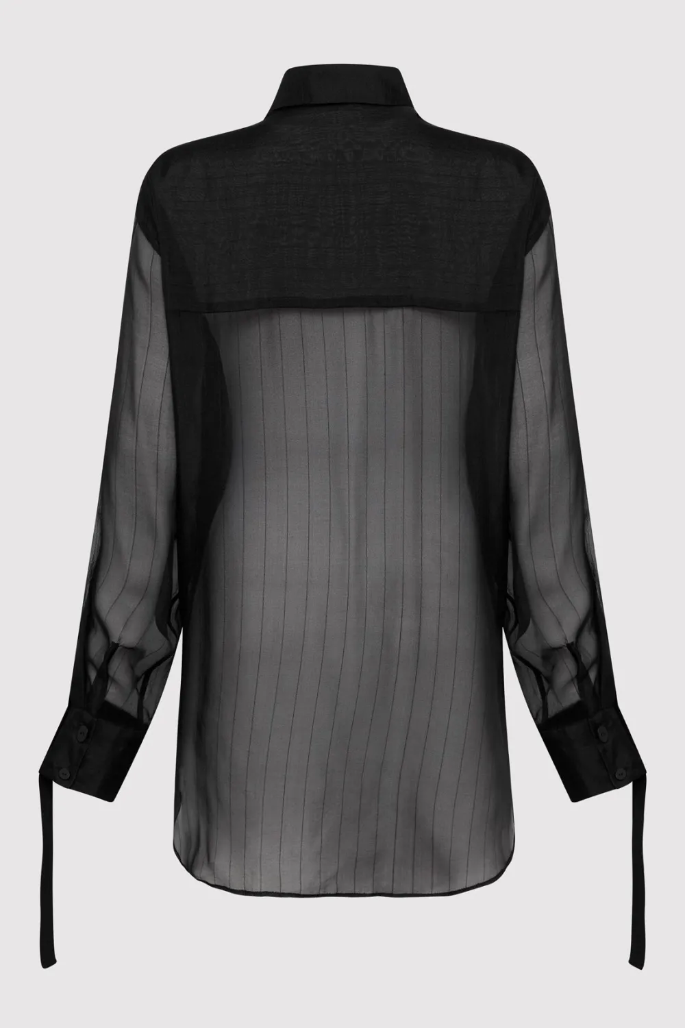 Pinstripe Silk Shirt - Black|St. Agni Discount