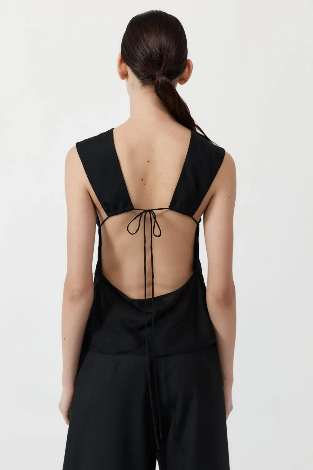 Pinstripe Silk Top - Black|St. Agni Fashion
