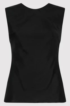 Pinstripe Silk Top - Black|St. Agni Fashion