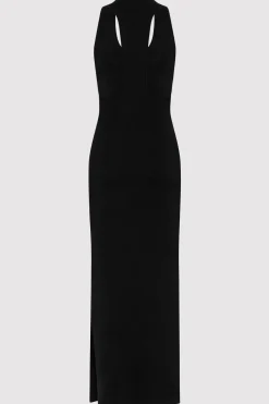 Plunge Neck Knit Dress - Black|St. Agni Fashion