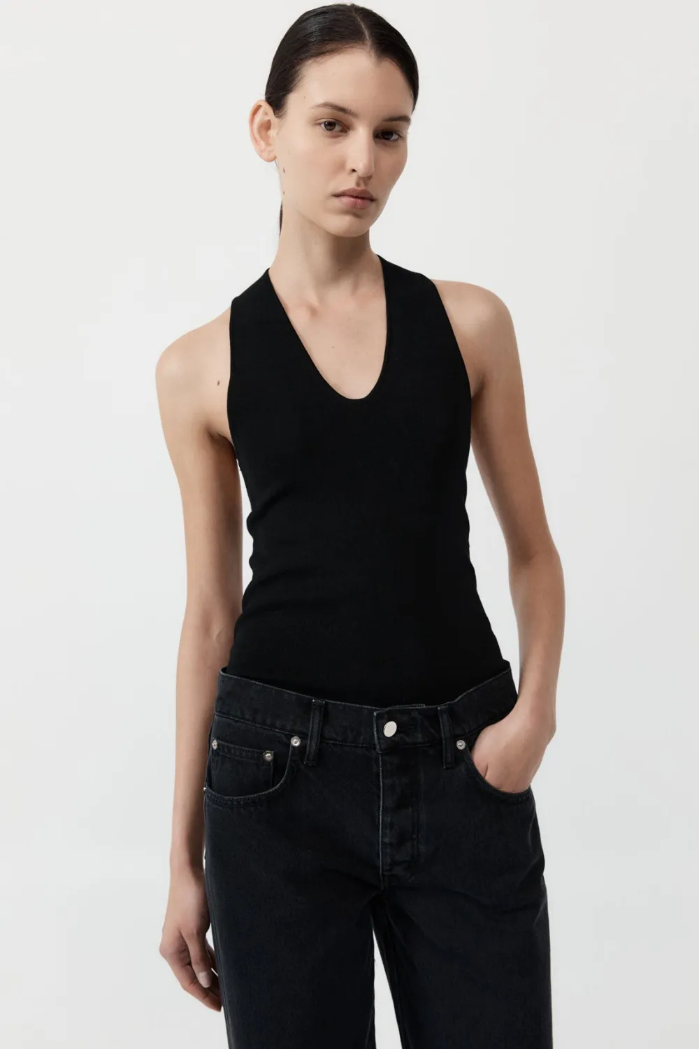 Plunge Neck Knit Top -|St. Agni Clearance