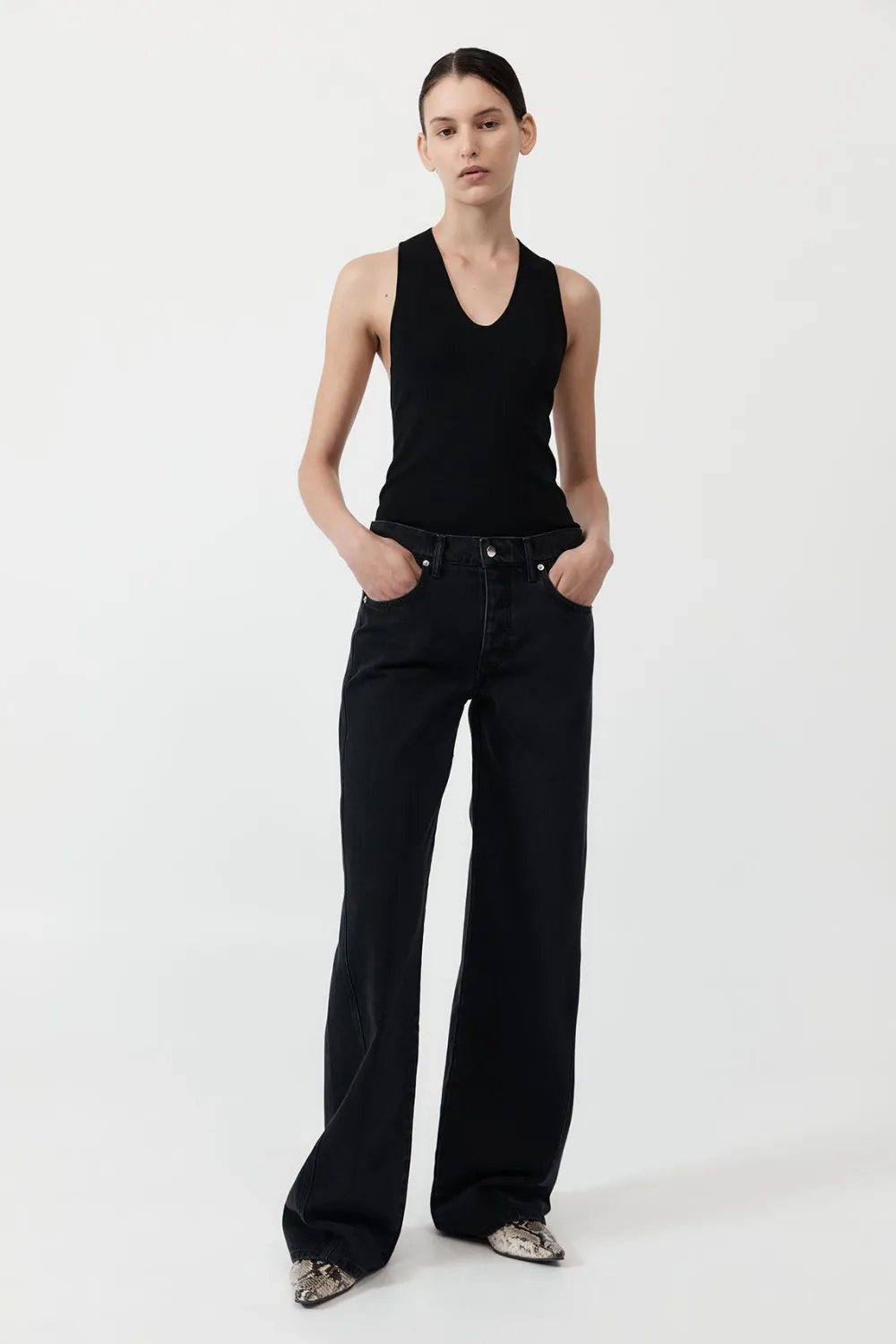 Plunge Neck Knit Top -|St. Agni Clearance
