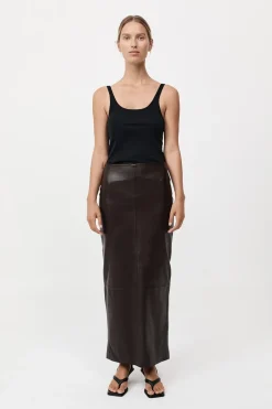 PRE-ORDER: Leather Column Skirt -|St. Agni Shop