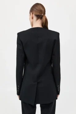 Raw Edge Collarless Blazer - Black|St. Agni Cheap
