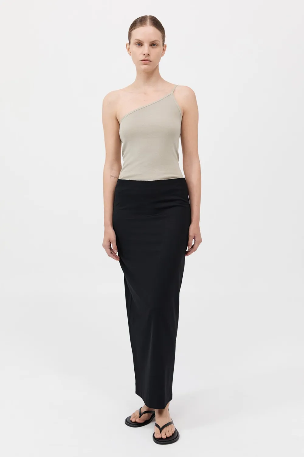 Raw Edge Column Maxi Skirt -|St. Agni Online