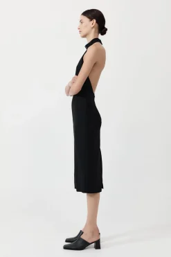 Raw Edge Halter Dress - Black|St. Agni Best