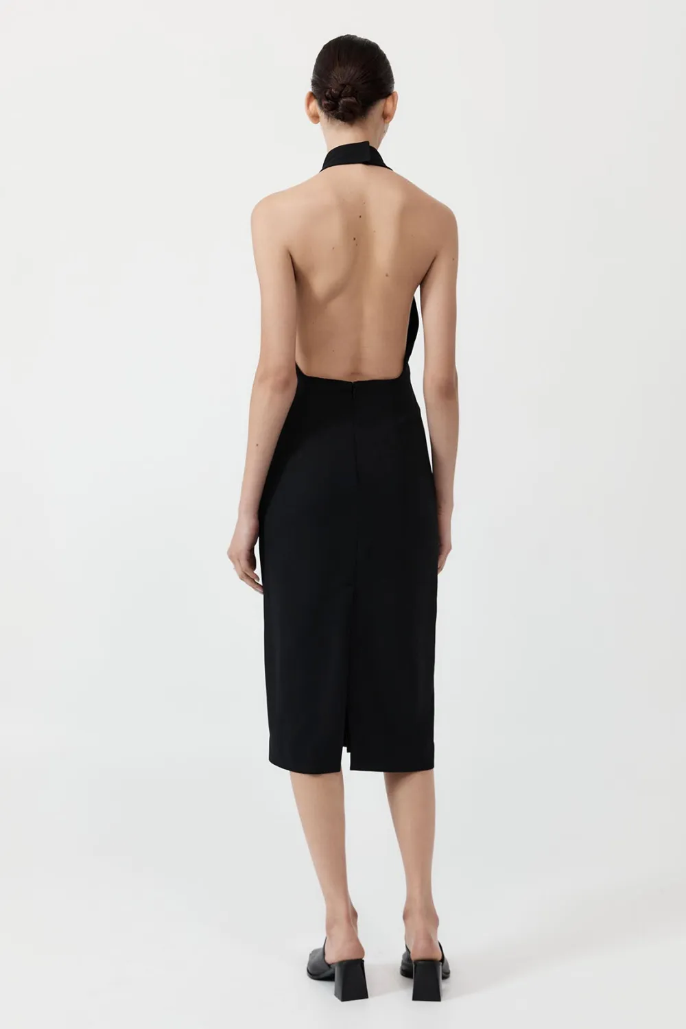 Raw Edge Halter Dress - Black|St. Agni Best