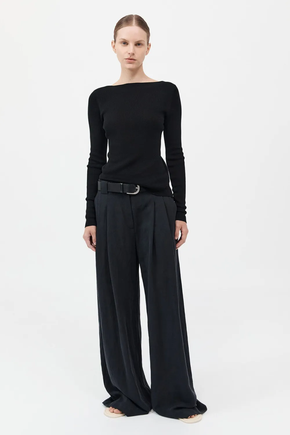 Rouleau Tie Reversible Knit Top - Black|St. Agni Clearance