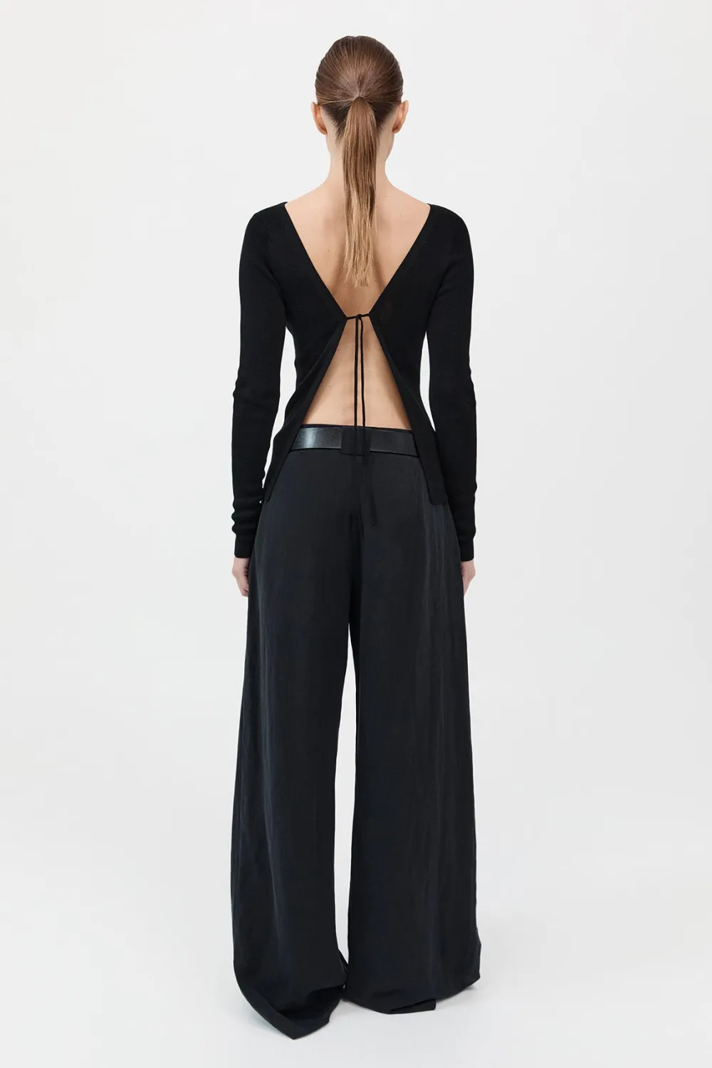 Rouleau Tie Reversible Knit Top - Black|St. Agni Clearance