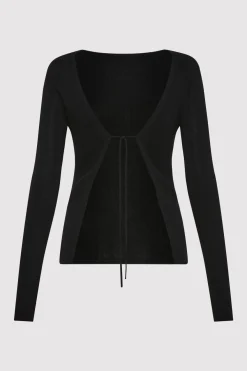 Rouleau Tie Reversible Knit Top - Black|St. Agni Clearance