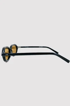 90s Slim Oval Sunglasses - Black/Brown|St. Agni New