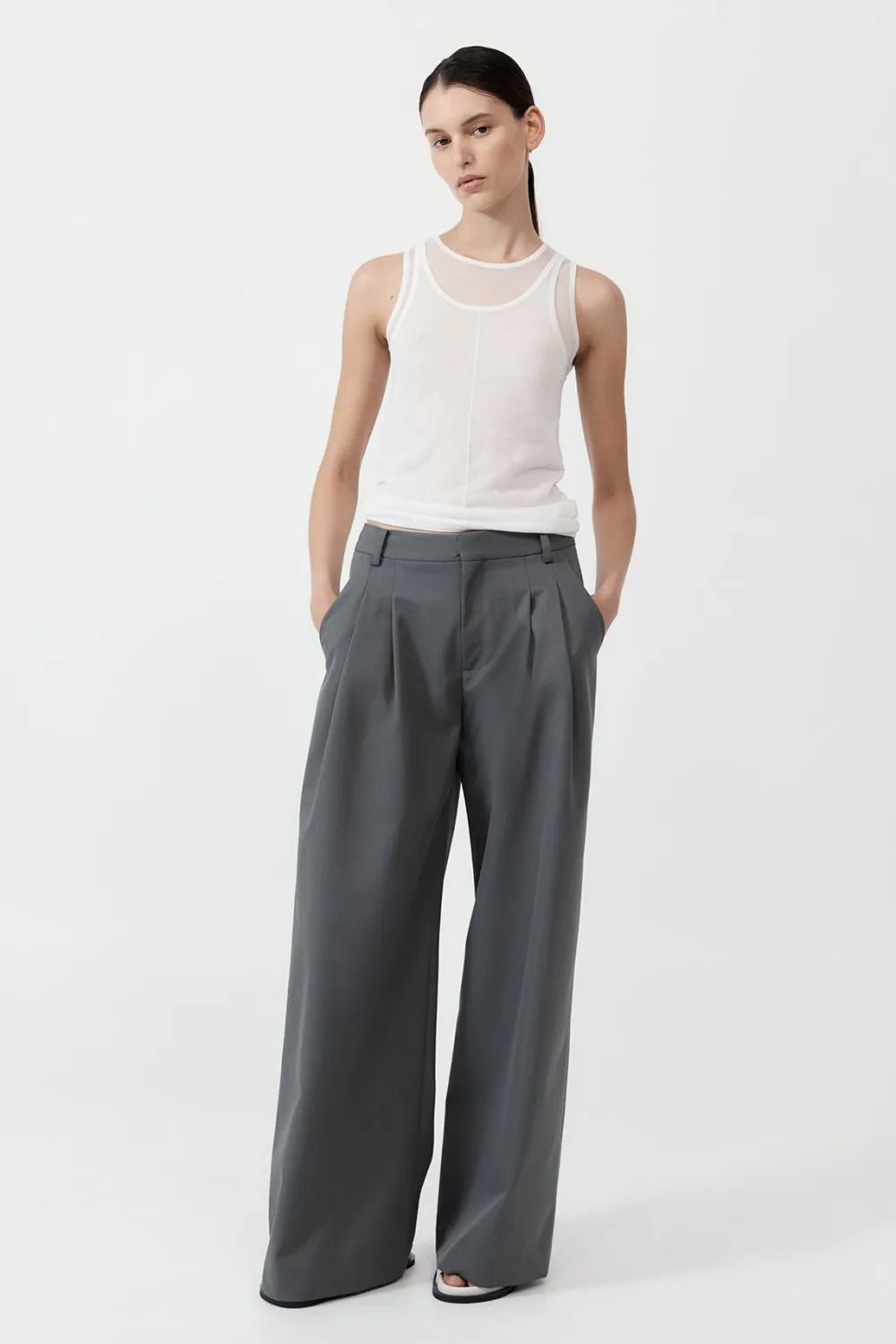 Semi Sheer Double Layer Tank -|St. Agni Online