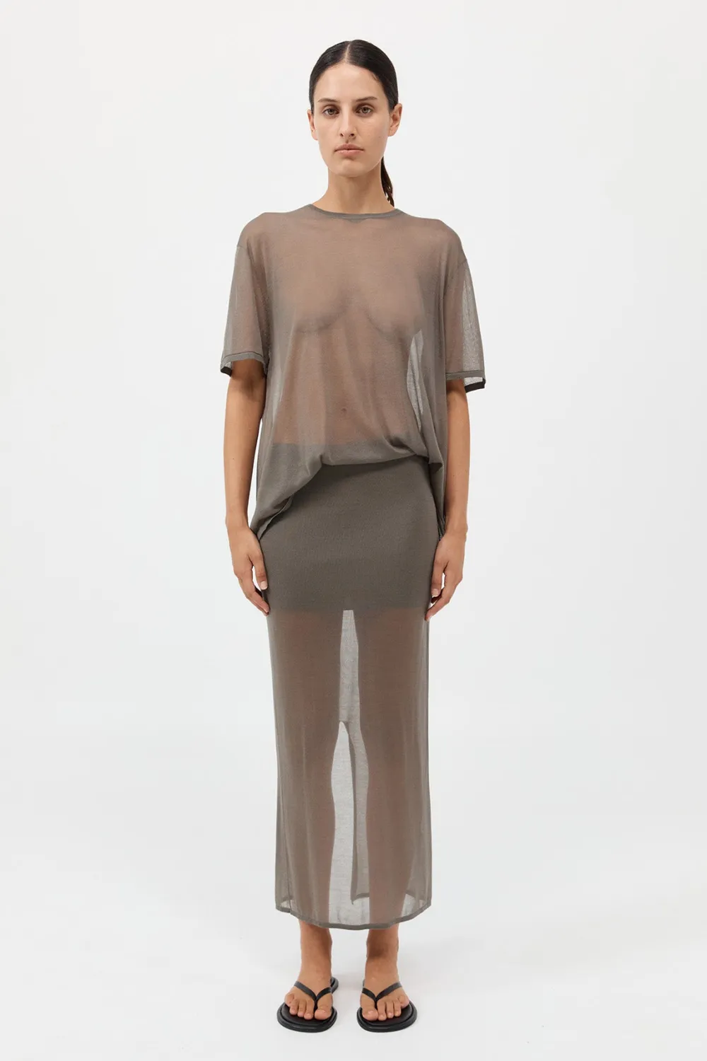 Sheer Column Skirt -|St. Agni Fashion