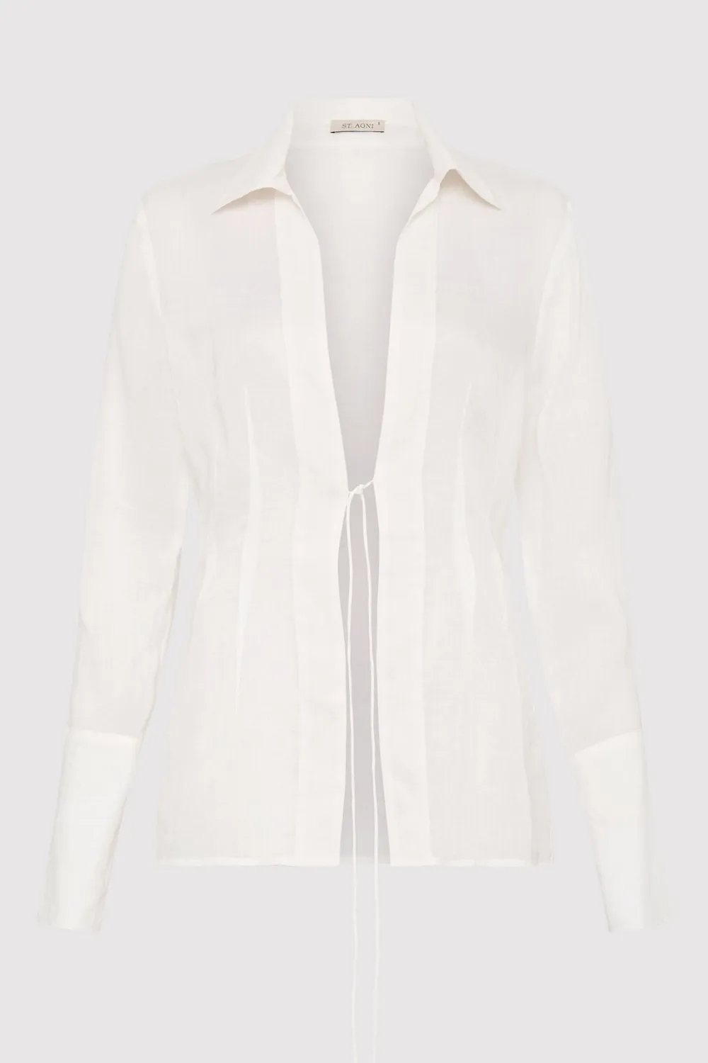 Sheer Linen Tie Top - White|St. Agni Sale