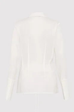 Sheer Linen Tie Top - White|St. Agni Sale