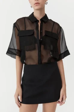 Sheer Organza Shirt - Black|St. Agni Hot