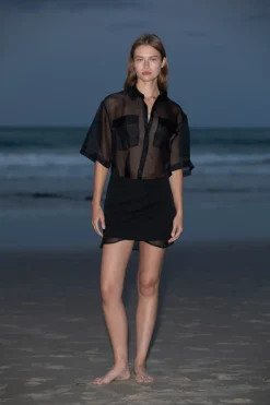Sheer Organza Shirt - Black|St. Agni Hot