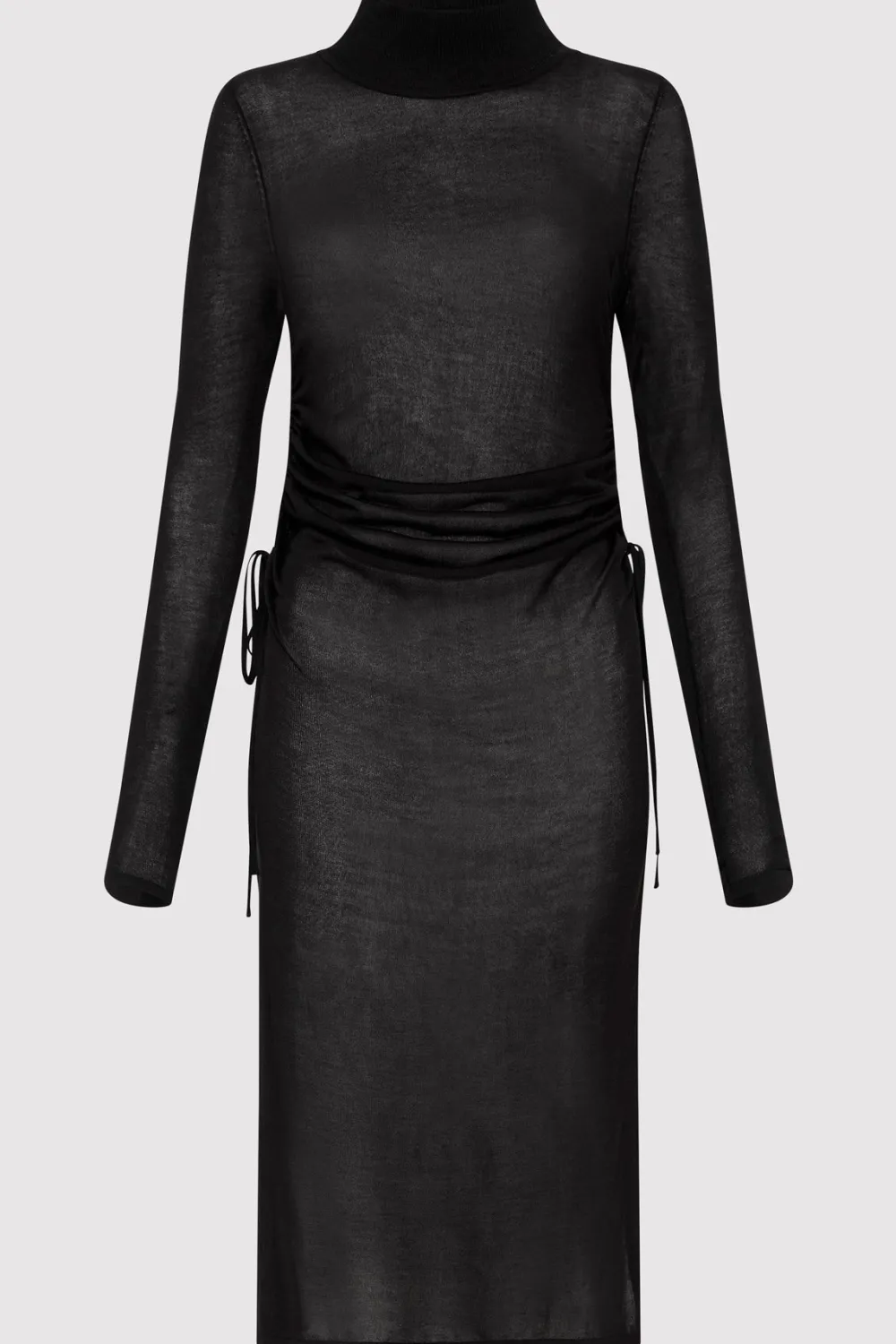Sheer Ruched Dress - Black|St. Agni Flash Sale