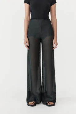 Sheer Silk Gauze Pants - Soot|St. Agni Discount