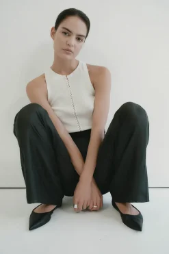 Sheer Silk Gauze Pants - Soot|St. Agni Discount