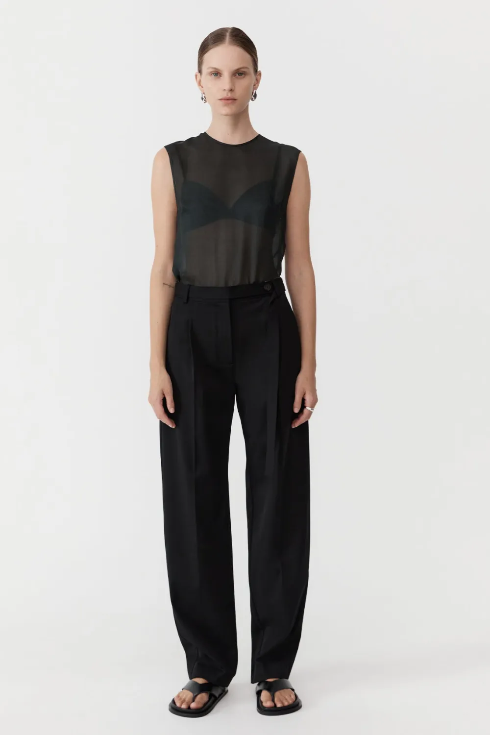 Sheer Silk Gauze Top - Soot|St. Agni Fashion