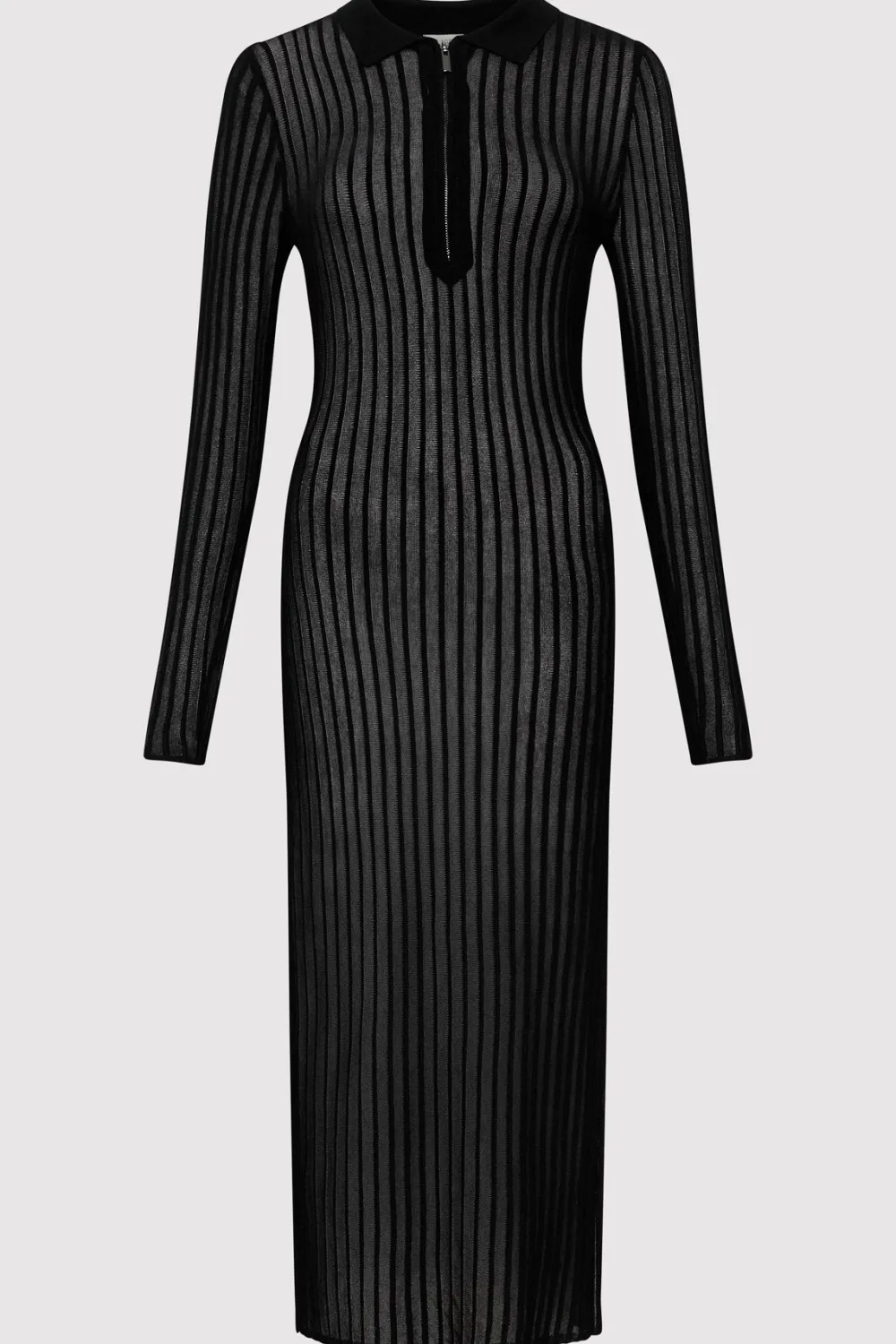 Sheer Stripe Dress - Black|St. Agni Outlet