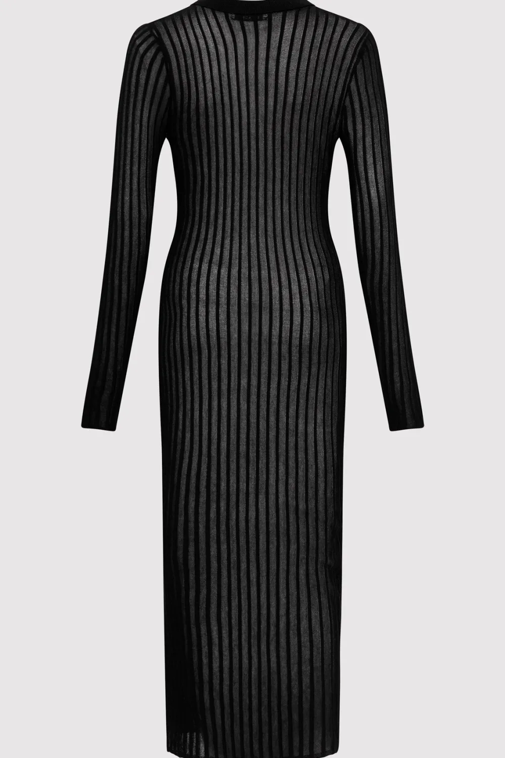 Sheer Stripe Dress - Black|St. Agni Outlet